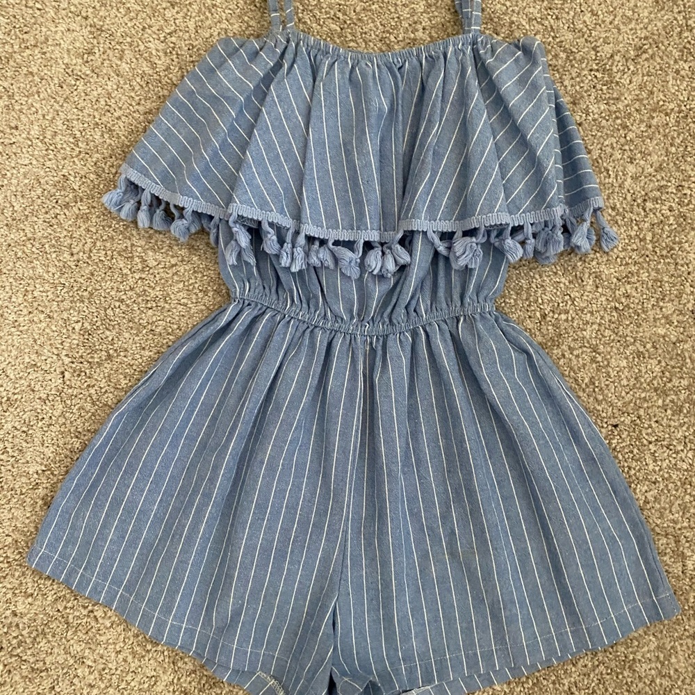 Blue striped romper